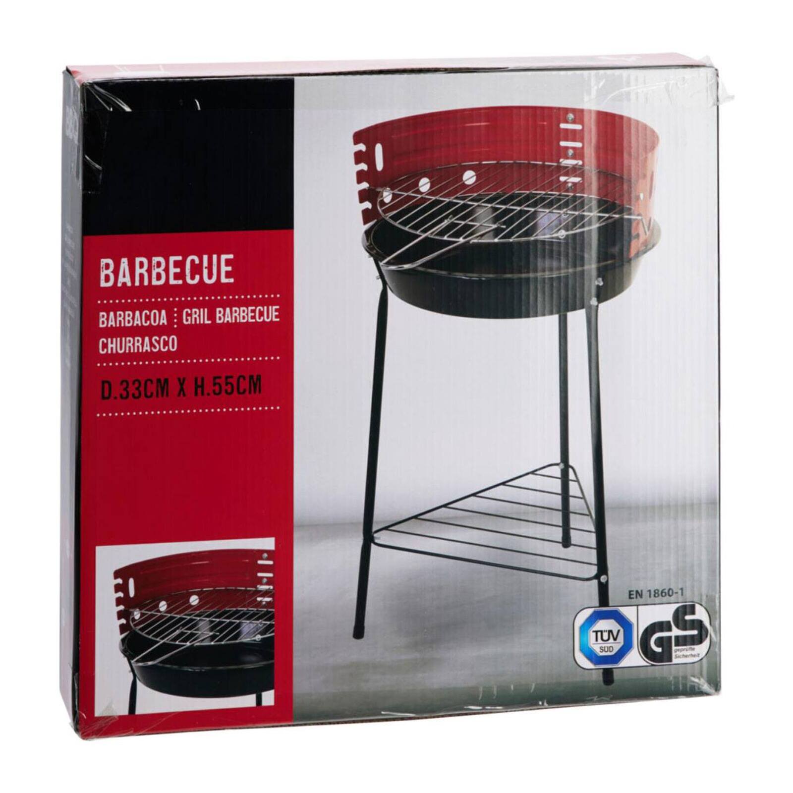 Well Home Barbacoa de 3 patas con Parrilla cromada en color negro 32x33x55cm