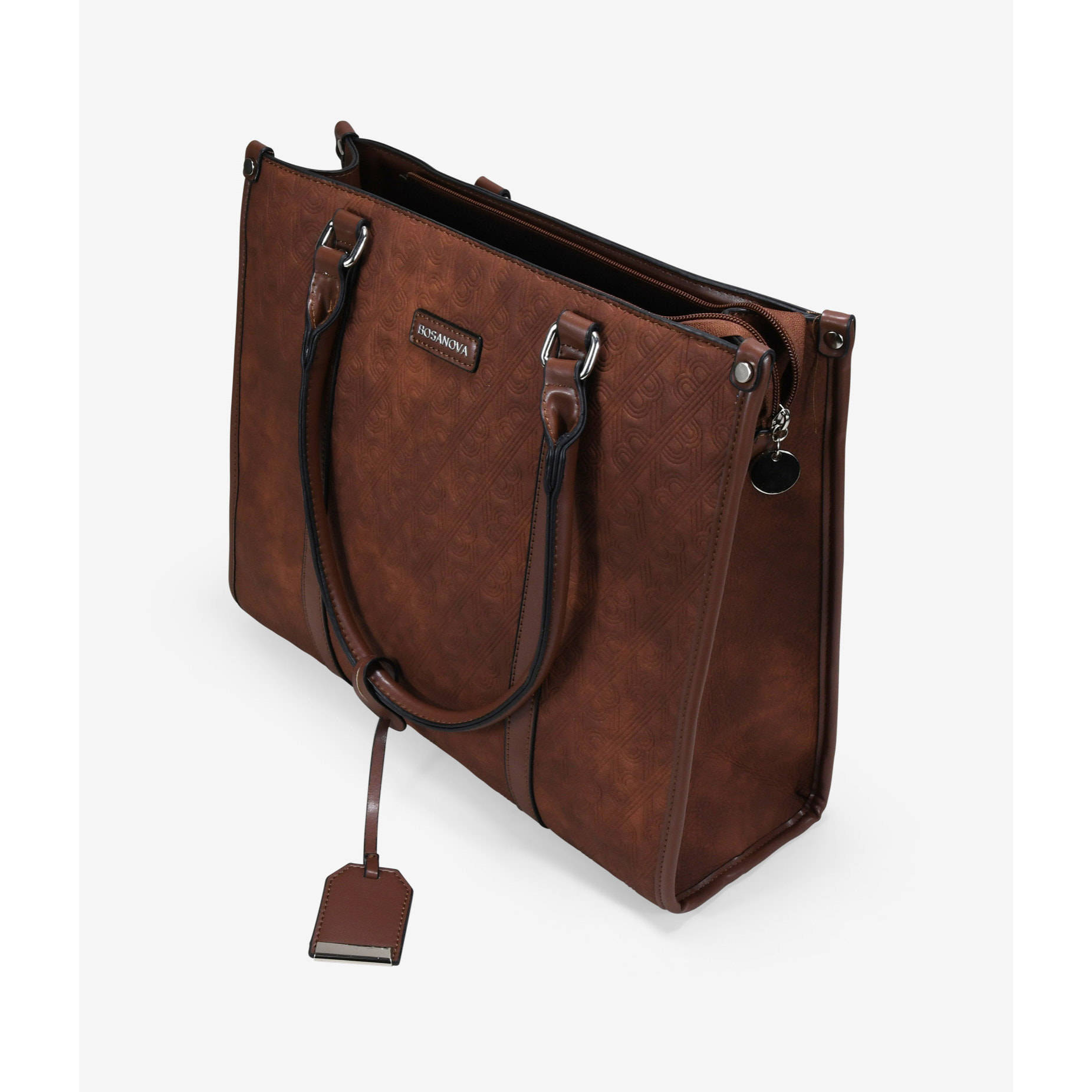 Bolso shopper marrón con grabado de B