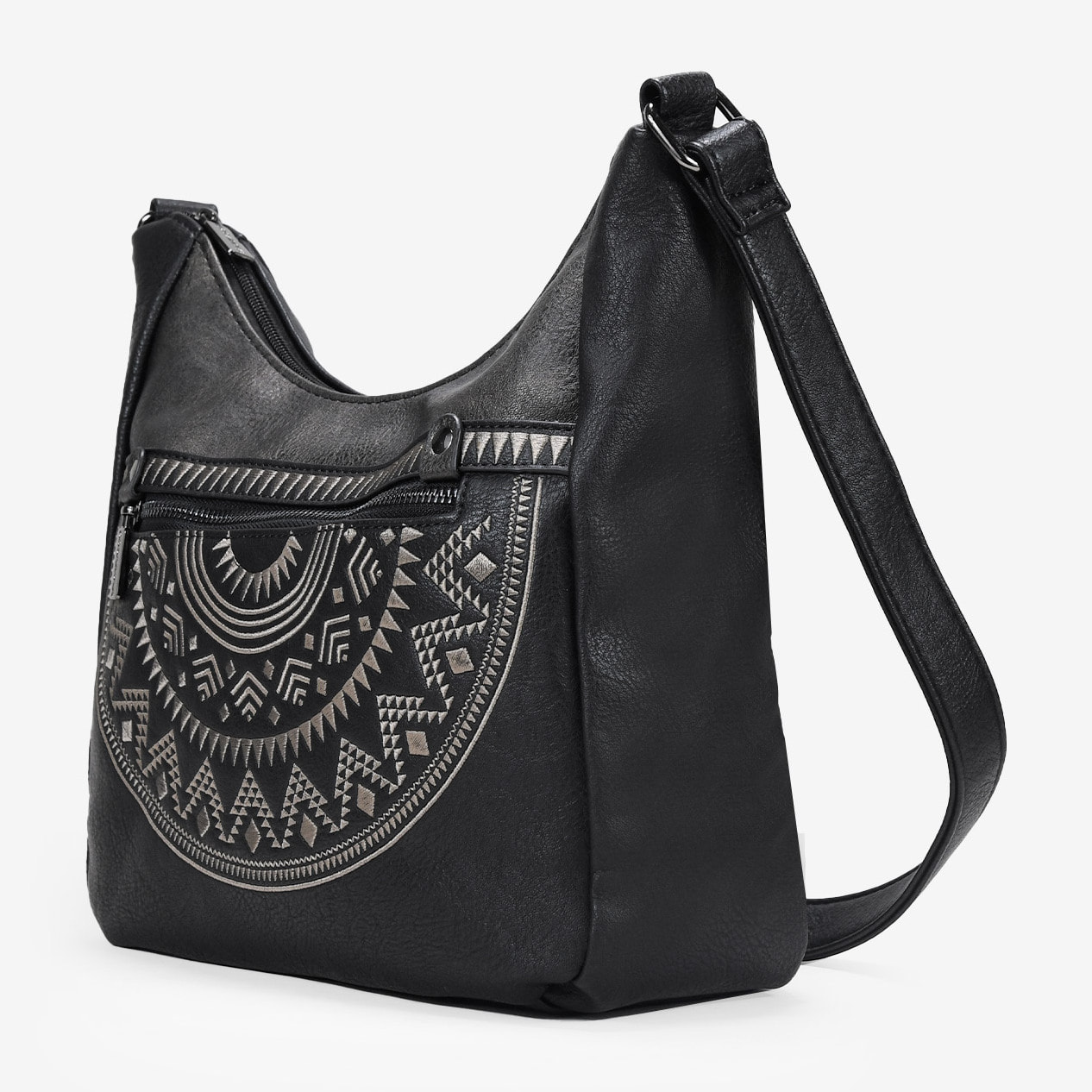 Bolso bandolera negro con bordado