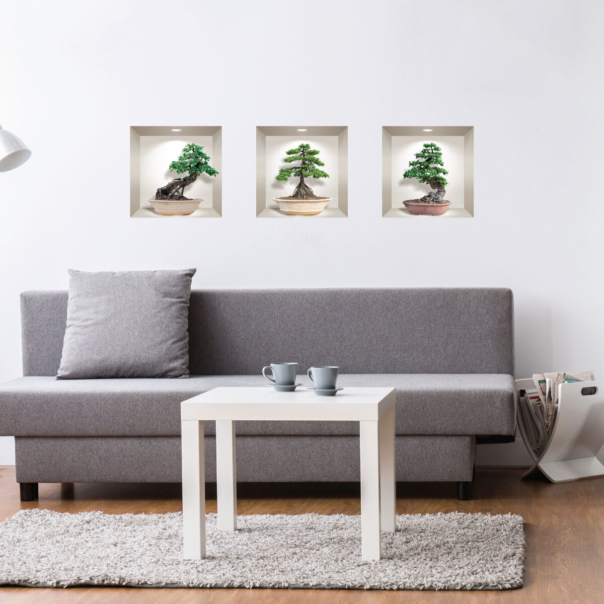 Stickers muraux 3D | Sticker Mural Autocollant effet 3D bonsai ginseng - Stickers adhésifs 3D Chambre Salon Trompe l'oeil