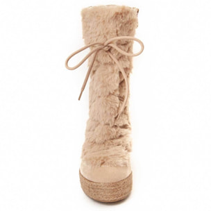 Bota de cuña - Beige - Altura: 10 cm