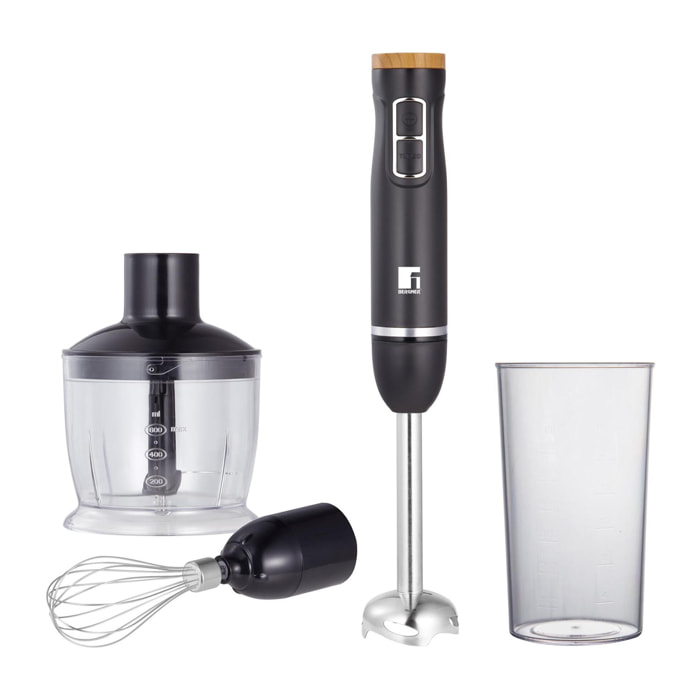 Batidora de mano olivar 1000w con 2 velocidades con picadora 600ml, varilla batidora, vaso medidor 600ml