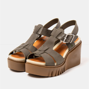 Sandalia de cuña 2084 ROMA KAKI/ CATANIA color Kaki