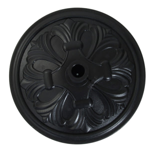 Pied de parasol rond base de lestage Ø 48 x 34H cm ciment HDPE motif fleurs de lys poids net 13 Kg noir