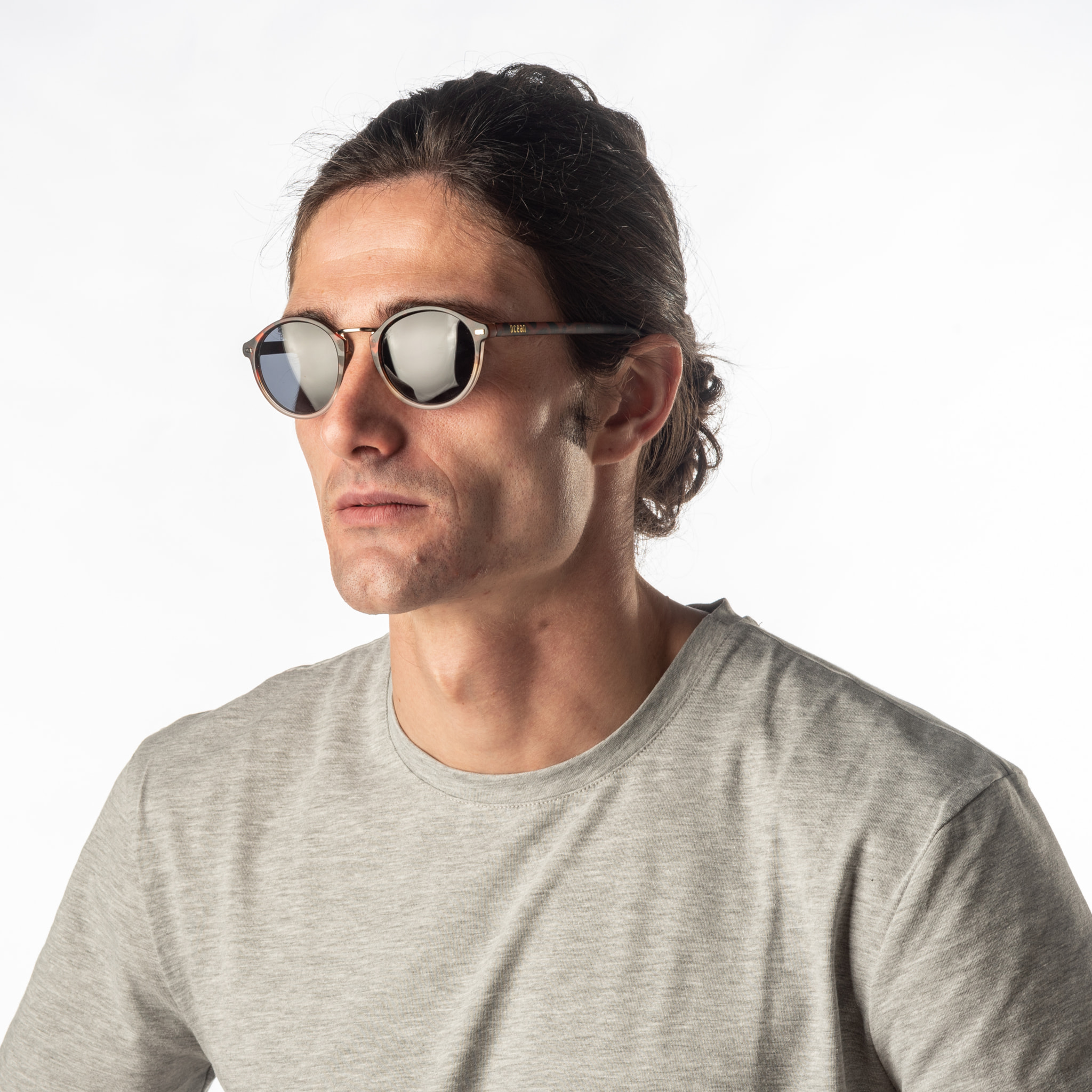 Gafas de sol OCEAN LILLE - Mate carey arriba y blanco trans abajo / Plana ahumada