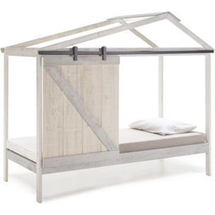 Lit cabane enfant rustique en bois - EMILE