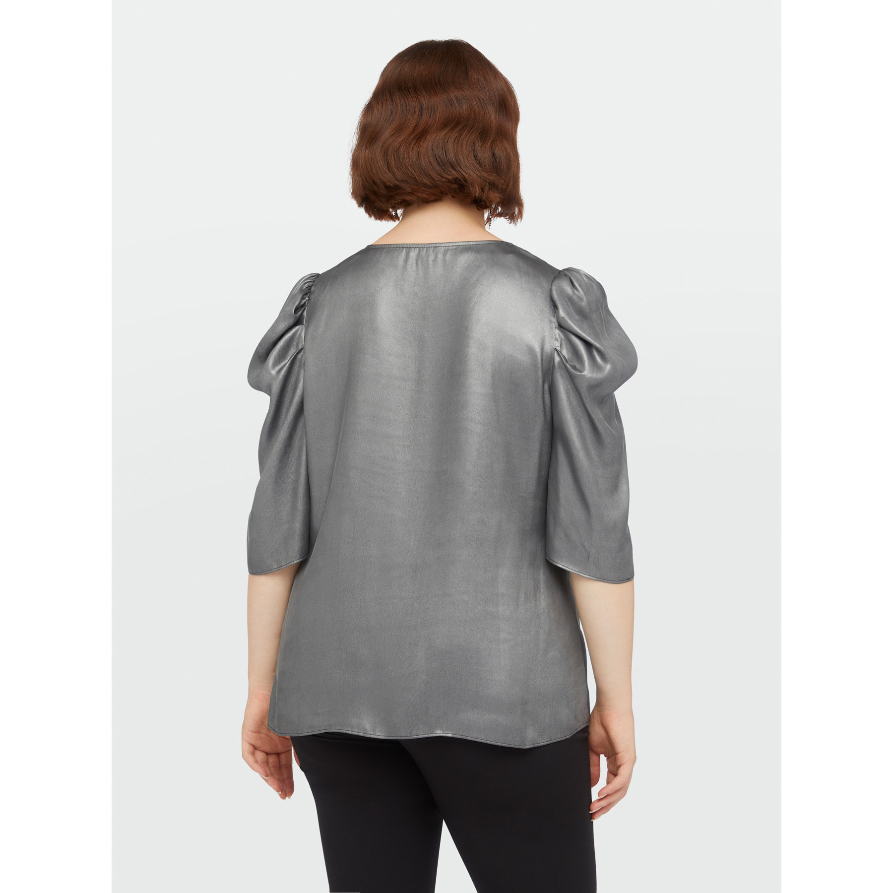 Fiorella Rubino - Blusa in tessuto spalmato con scollo a V - Argento