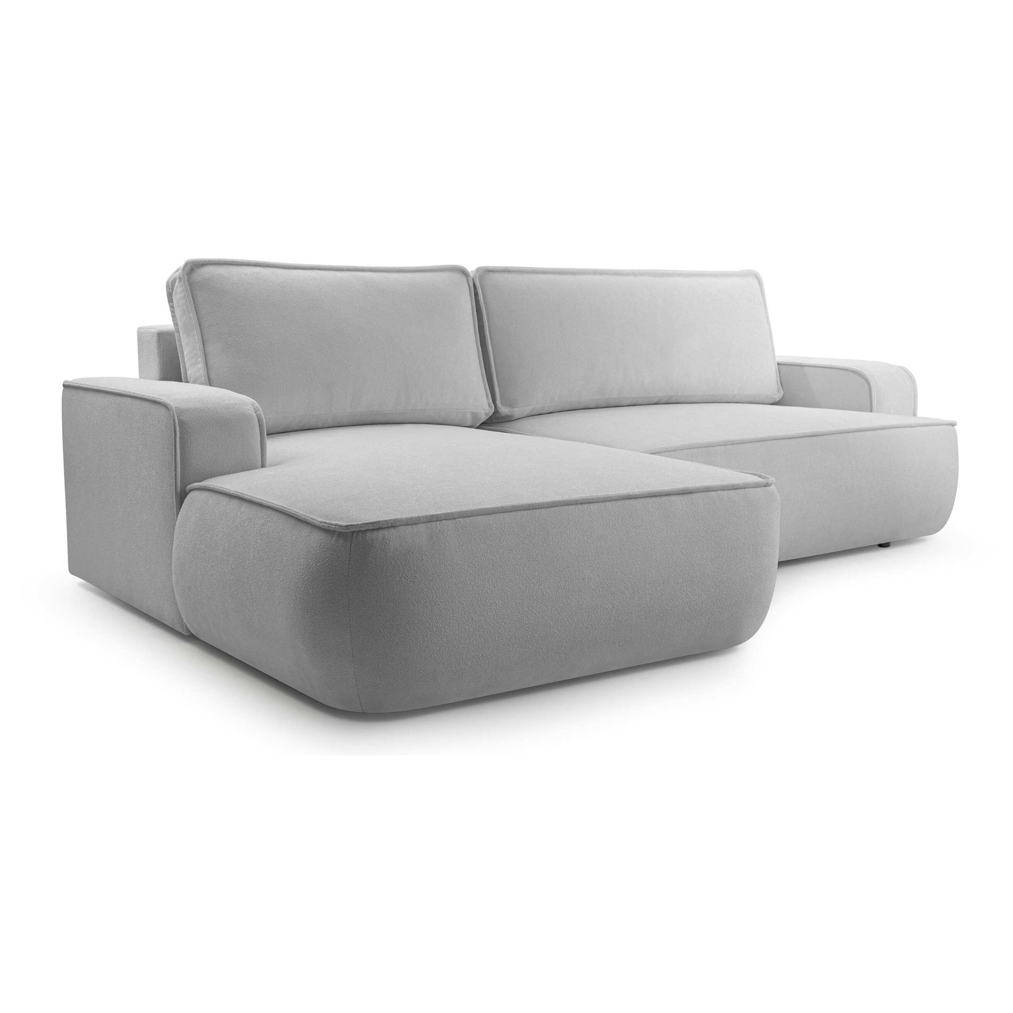 Nessino - canapé d'angle gauche 4 places - convertible avec coffre - en tissu texturé - Gris clair