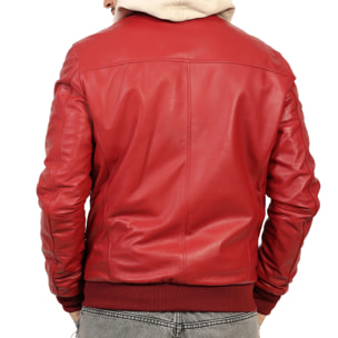 Giubbino in vera pelle di vitello Bordeaux-Slim Fit