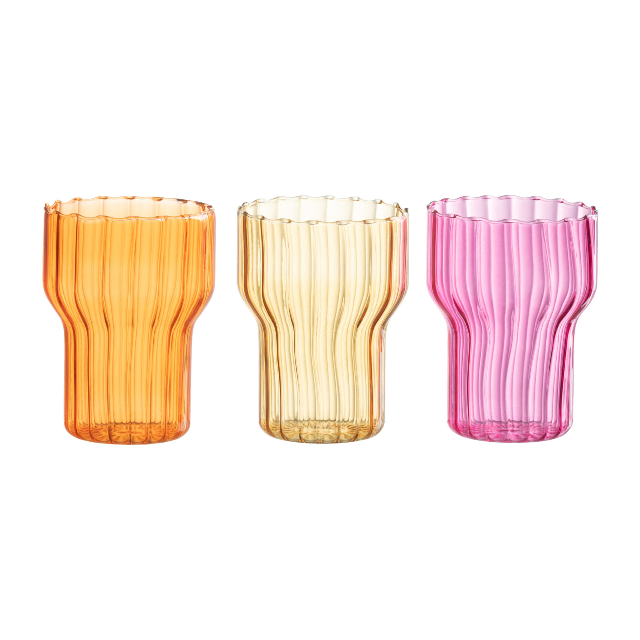 J-Line photophore Beker - verre - orange/rose/ocre - 3 pièces