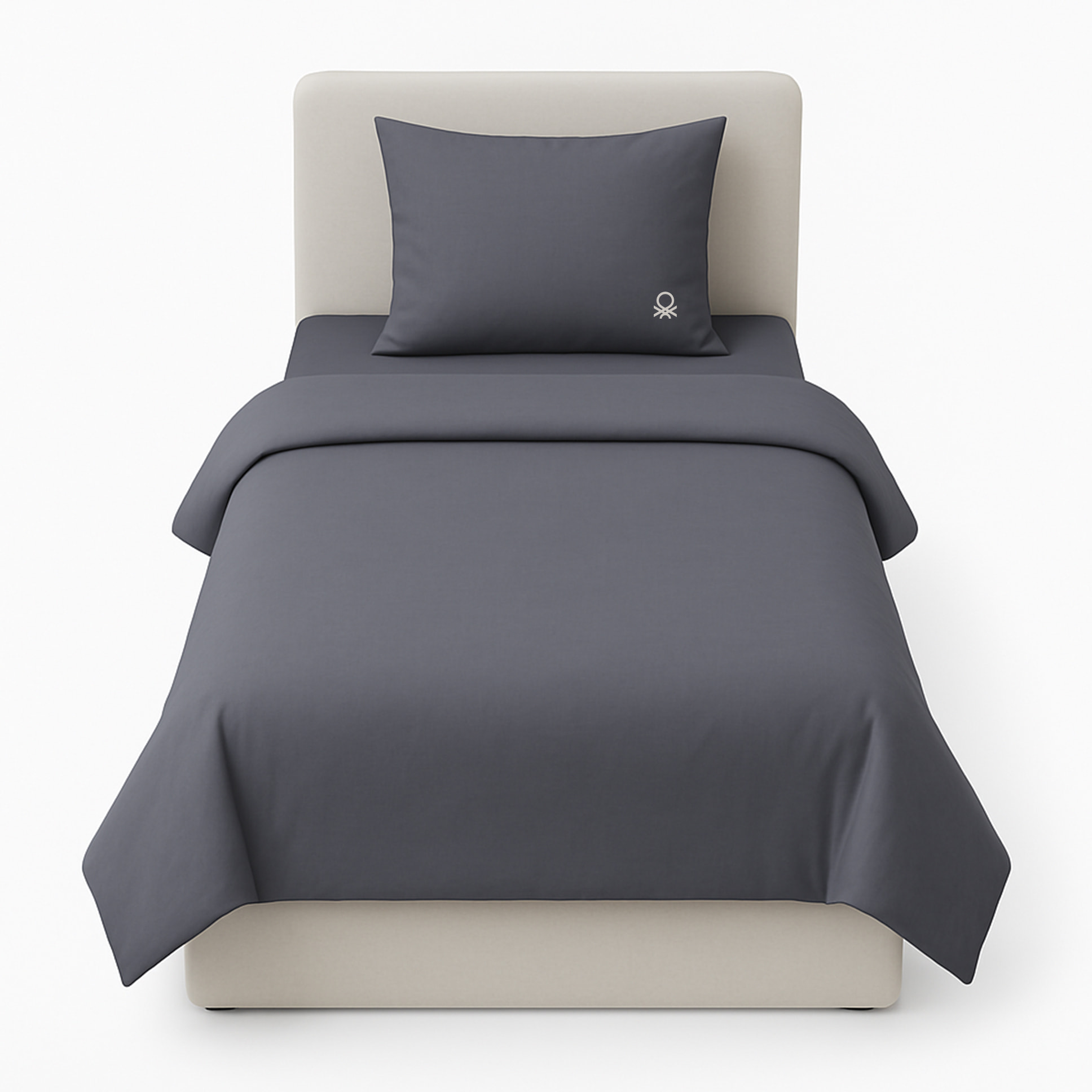 Set 2pc cama (1pc 150x220cm funda nórdica + 1pc 63x63cm funda de almohada) gris y beige tevere benetton 70%algodón + 30% poliéster
