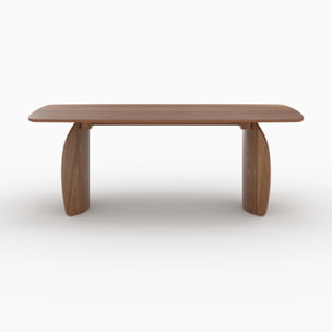 Table rectangulaire 6 places en bois contreplaqué et placage en noyer - Asma