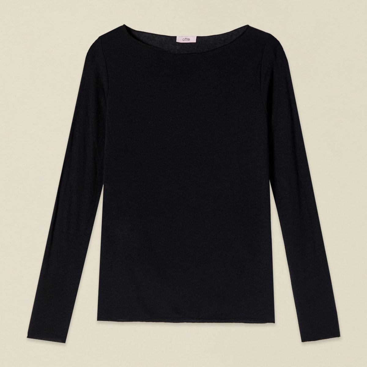 Oltre - T-shirt misto cashmere scollo a barchetta - Nero