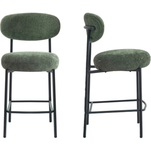 Lot de 2 tabourets de bar en tissu chenille - ORLA