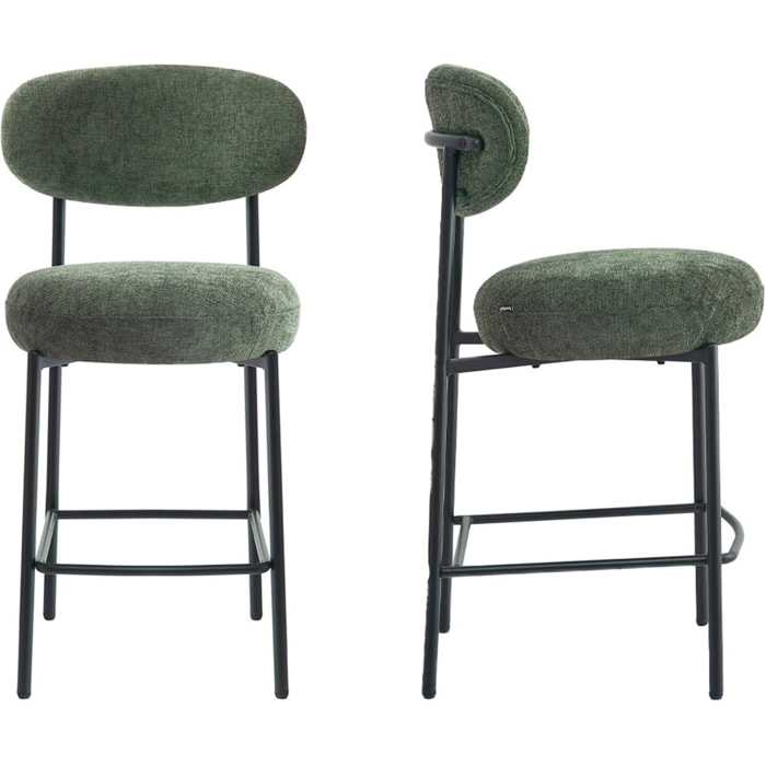 Lot de 2 tabourets de bar en tissu chenille - ORLA