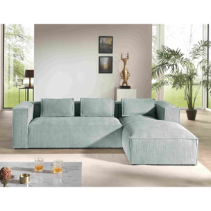 Stella - canapé d'angle droit en velours côtelé - 4 places -style contemporain - Bleu
