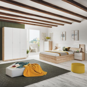 Cabecero con mesitas Akari Blanco Artik (Blanco Mate) - Roble Canadian