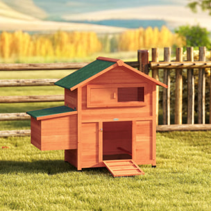 Poulailler niche en bois avec pondoir perchoir porte rampe verrouillable et fenêtre