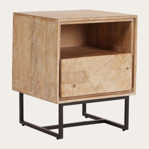 Table de chevet Yala -bois massif de mangue-couleur arabica 40 x 50 x 38 cm