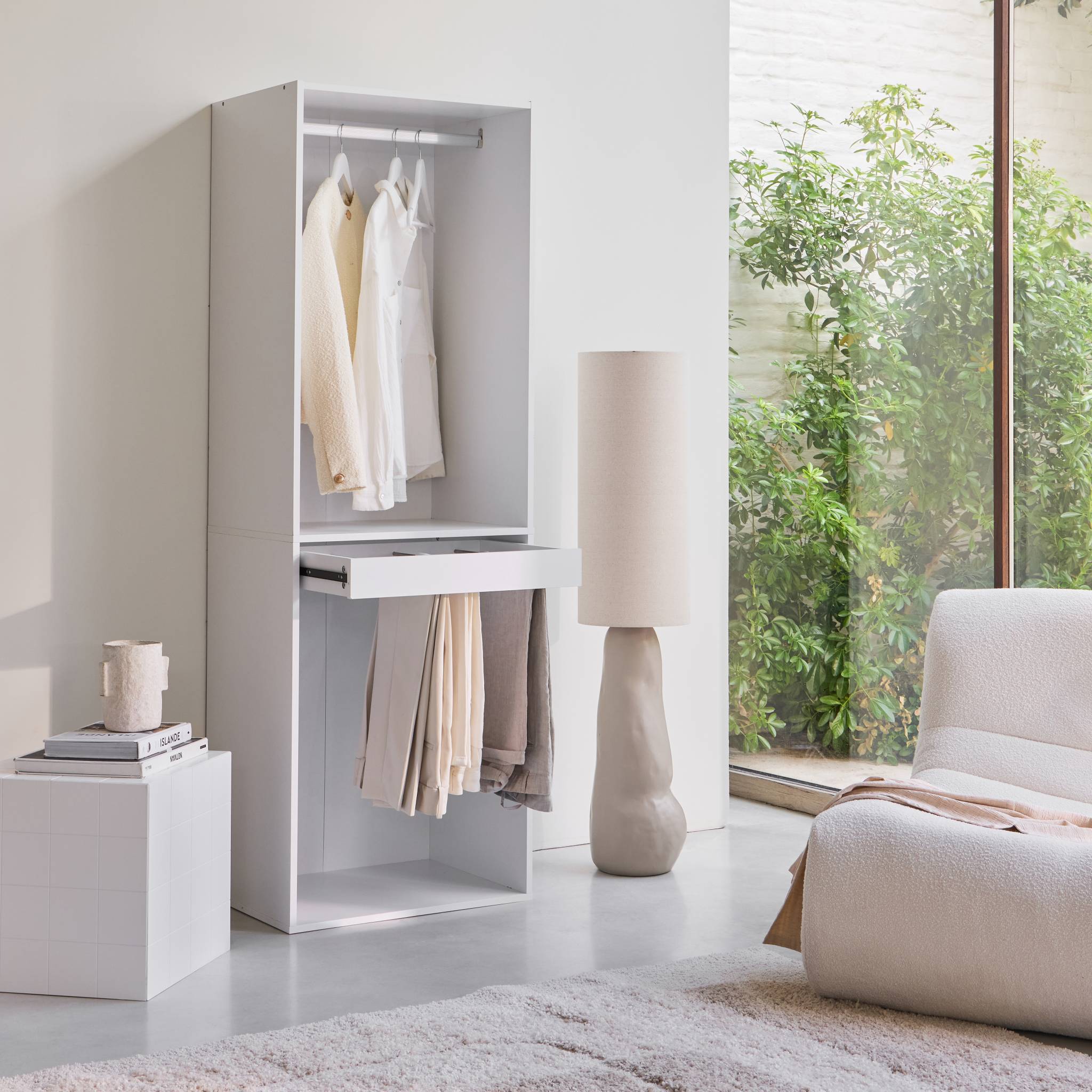 Module dressing décor bois avec penderie et porte-pantalons MODULO