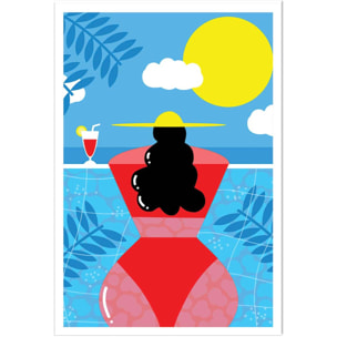 Affiche femme au bord de la piscine Affiche seule