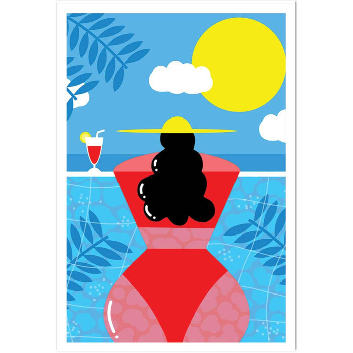 Affiche femme au bord de la piscine Affiche seule