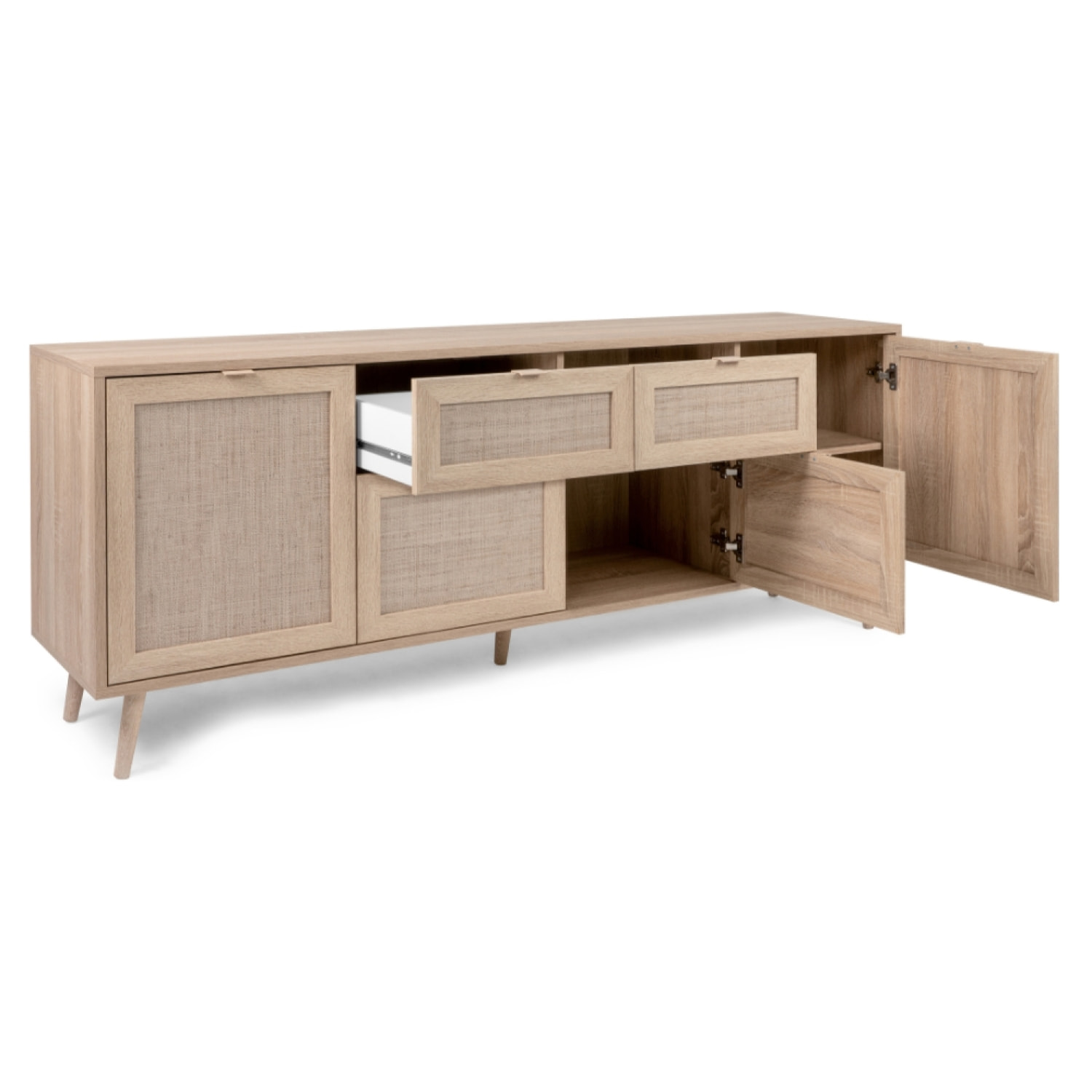 Buffet avec tiroirs et placards effet cannage CARINA