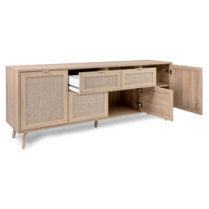 Buffet avec tiroirs et placards effet cannage CARINA