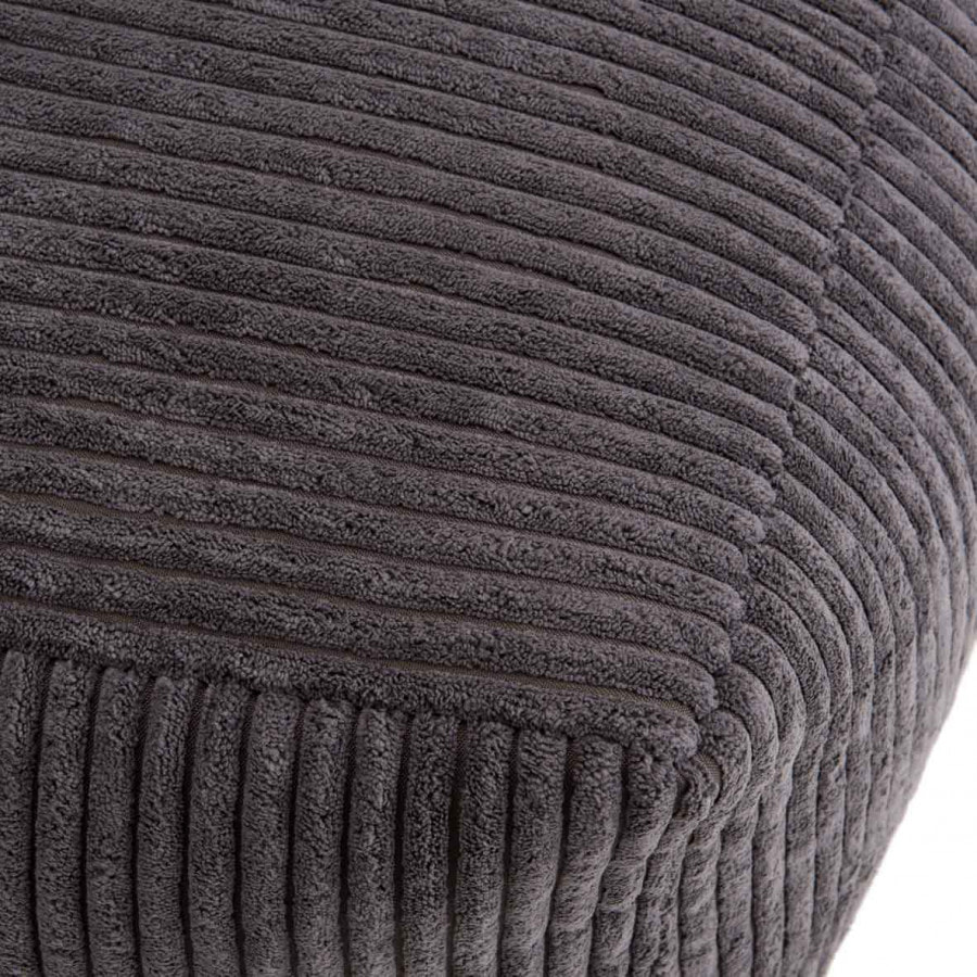 ALBANE - Pouf carré 57x57cm tissu velours côtelé gris anthracite