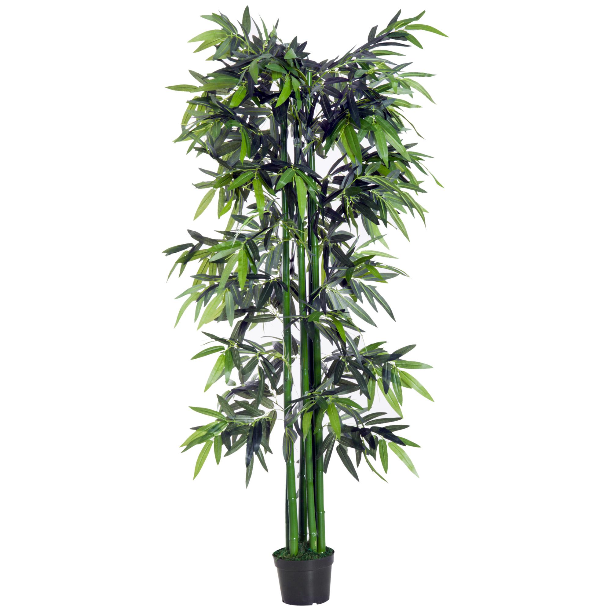 Bambou artificiel XXL 1,80H m 1105 feuilles denses réalistes pot inclus noir vert