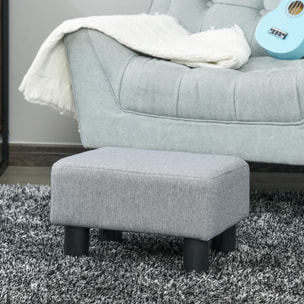 Repose-pied pouf tabouret style contemporain max. 150 Kg tissu gris clair chiné