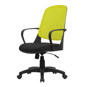 Sedia da ufficio Coffs, Poltrona operativa a rete con braccioli, Seduta ergonomica da ufficio, 61x60h99/108 cm, Nero e Giallo