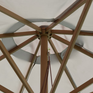 Sombrilla Parasol de Jardín Ø300x250cm con Techo Ventilado y Poste Madera Gris