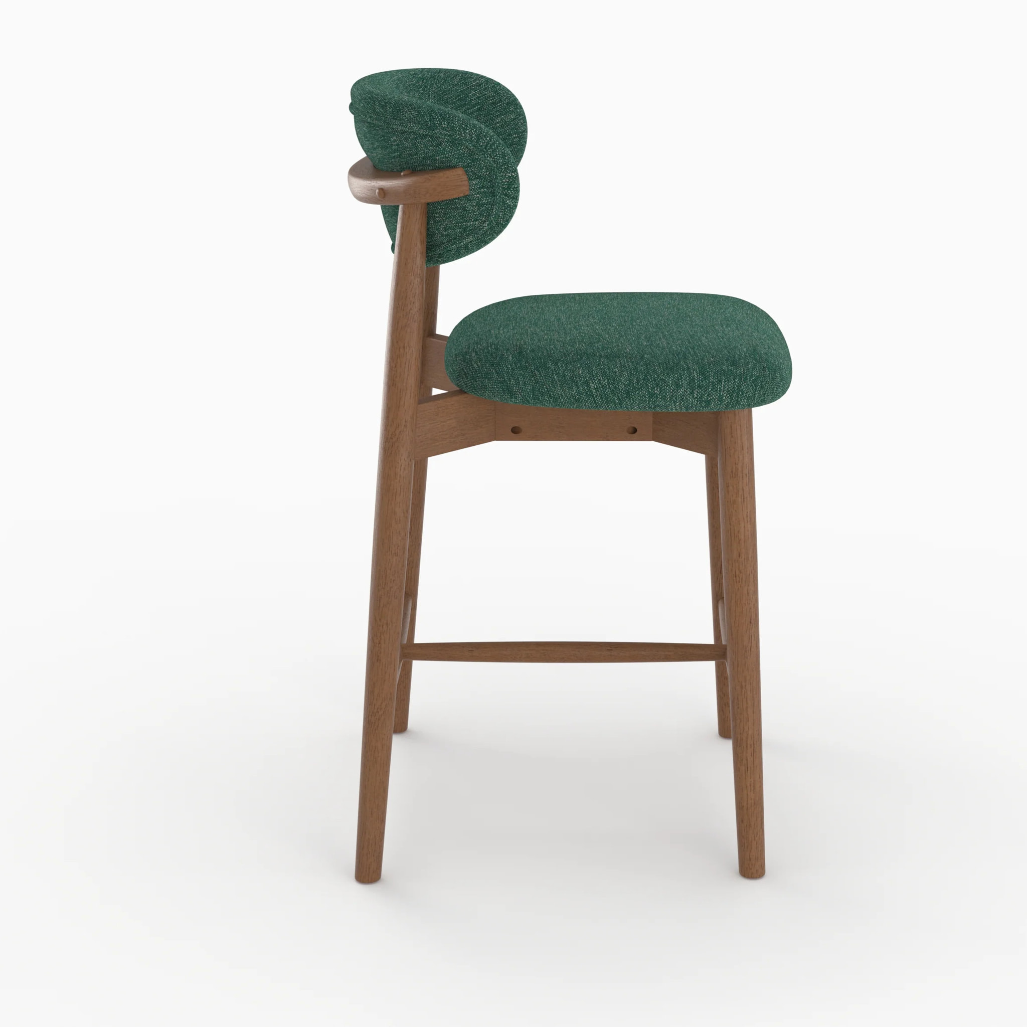 Lot de 2 chaises pour ilot central 64,5 cm en tissu vert sapin - Yuna