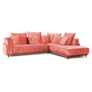 Canapé Velours Angle droit Rose Fiorenzo - 4 Places