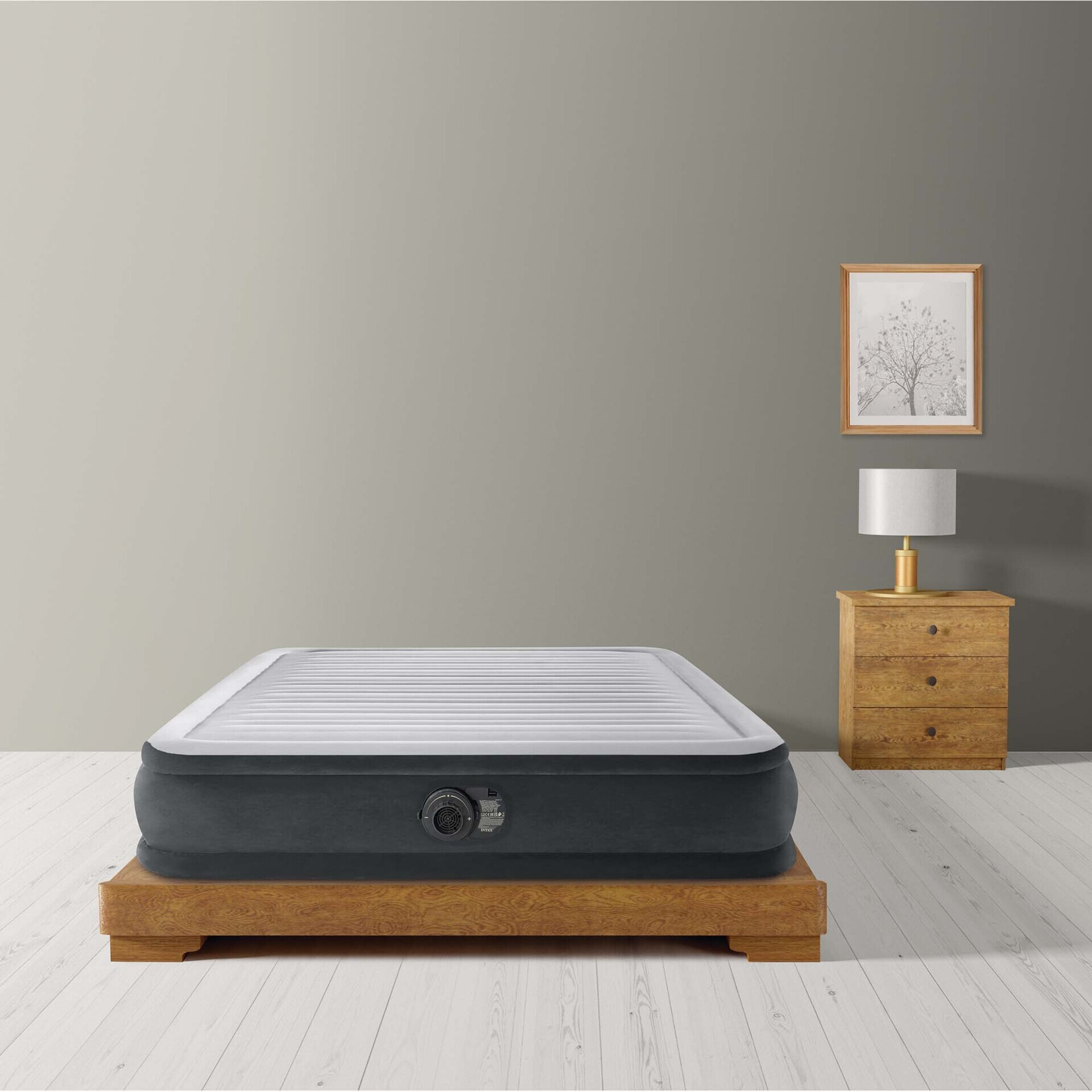 Intex Materasso Gonfiabile Dura-Beam Comfort Plush Piazza e Mezza con Pompa Elettrica Incorporata, 137x191x33