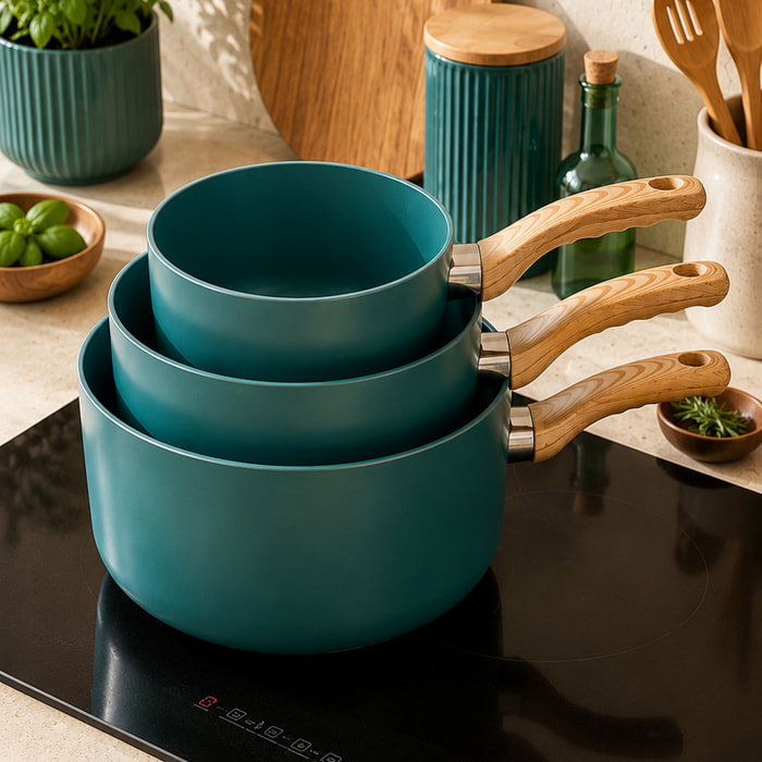 Casserole 20cm en aluminium recyclé bleu canard - tous feux COLORAMA