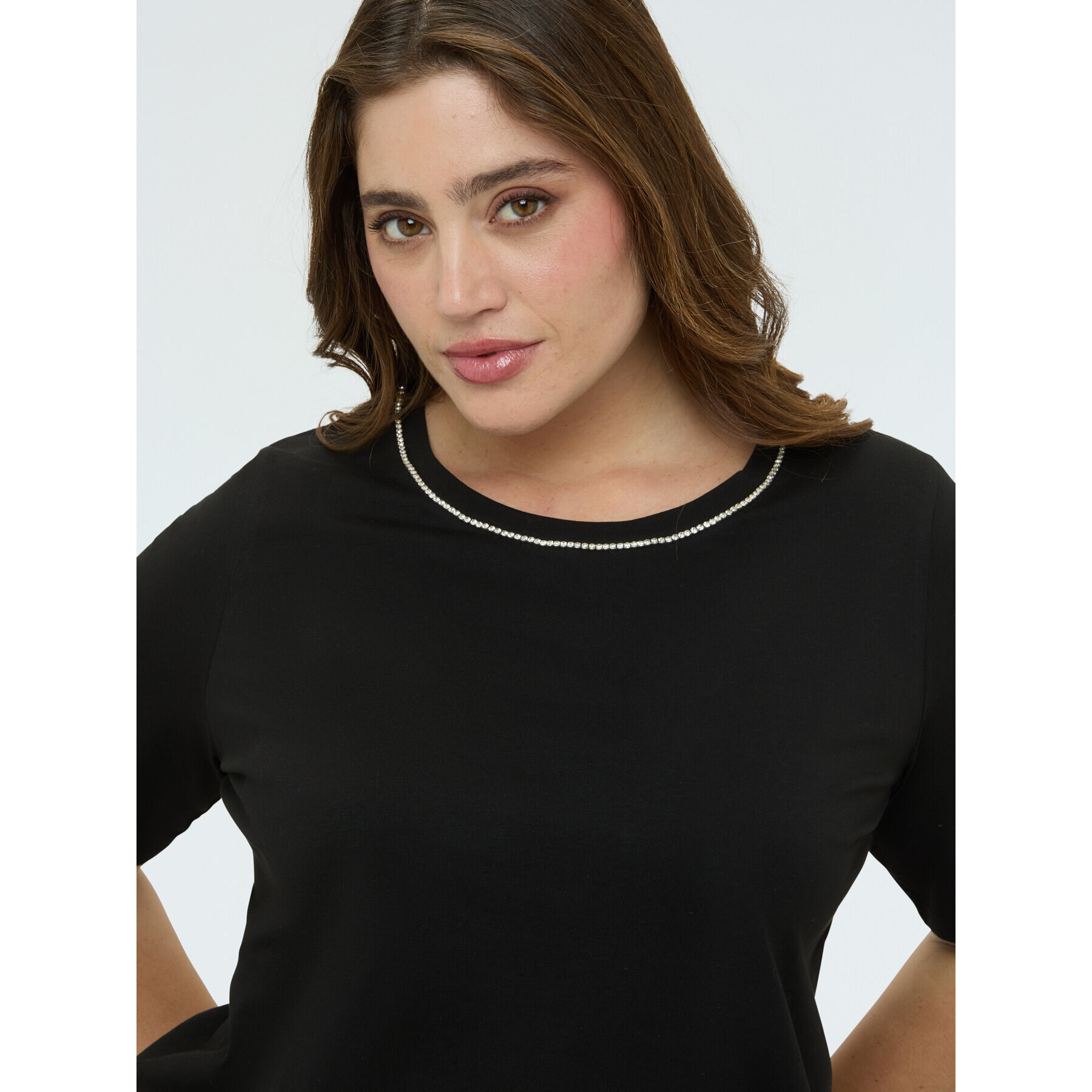 Fiorella Rubino - Camiseta de algodón con aplicaciones luminosas - Negro