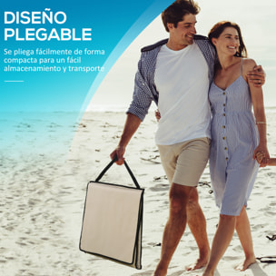 Conjunto de 2 Esterillas de Playa Plegable Esteras Acolchadas con Respaldo Reclinable y Bolsa de Transporte para Jardín Camping 142x51x40 cm Beige