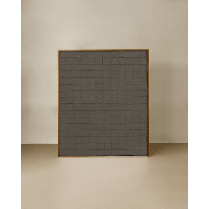 Tableau gris décoratif sur toile de coton avec cadre en bois peint à la main à la peinture à l'huile en différentes tailles