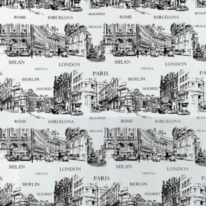 Rideau de douche PEVA PLACES 180x200cm Noir & Blanc Spirella