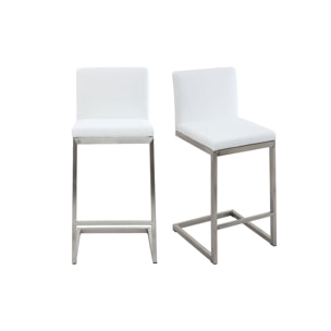 Tabourets de bar design blancs avec pieds métal H66 cm (lot de 2) STELLAR
