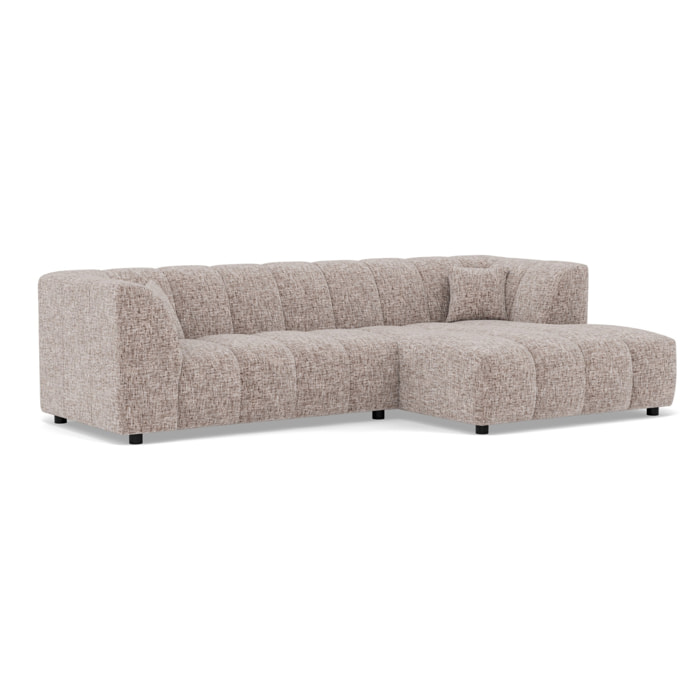 Curtis - canapé d'angle droit 4 places avec accoudoir en tissu texturé - Taupe
