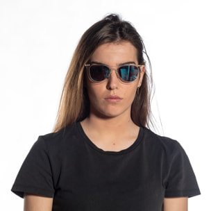 Gafas de sol PALO ALTO ARLES - Blanco transparente / Espejo azul cielo y patillas de metal dorado mate