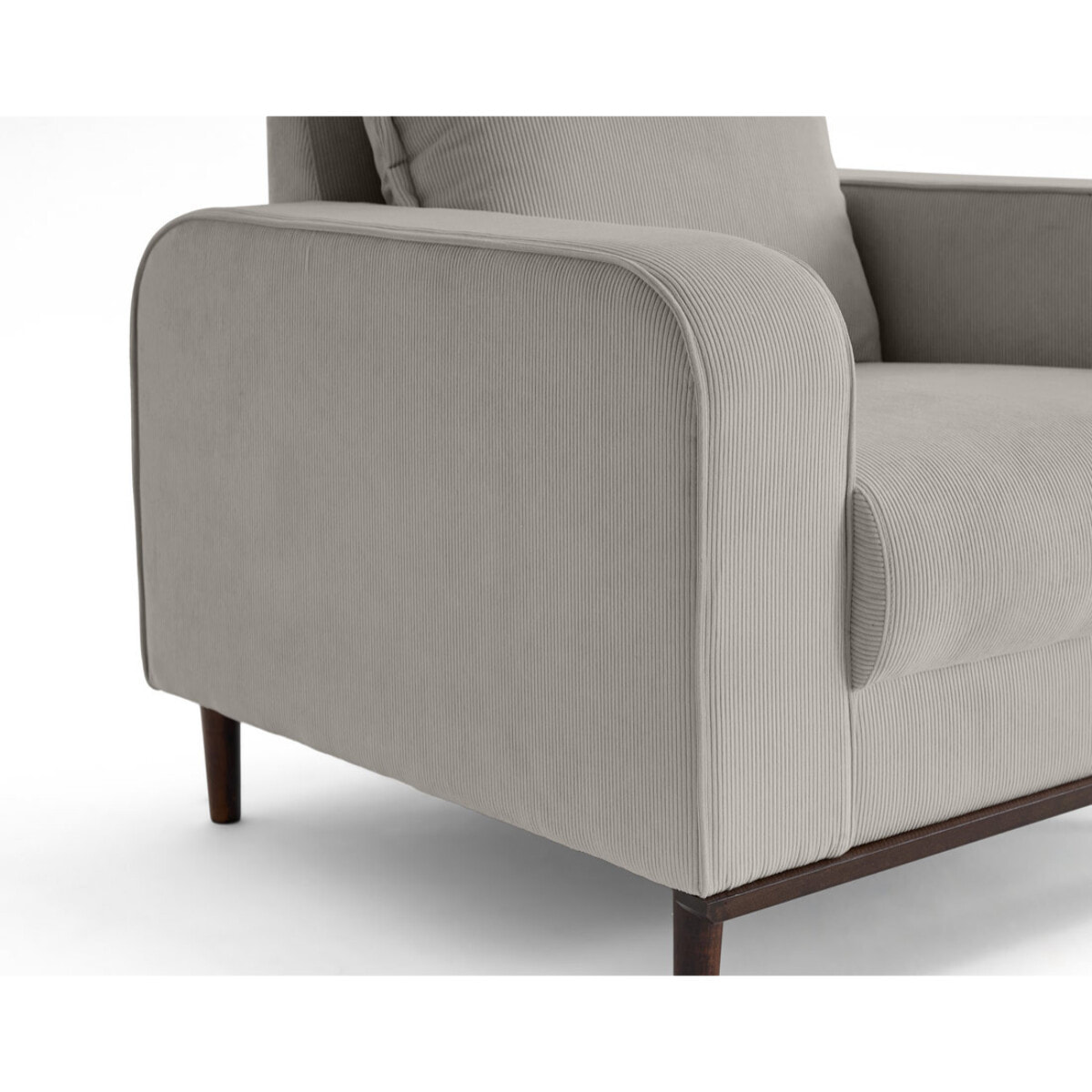 Albane - fauteuil en velours côtelé pieds bois foncé - Gris clair