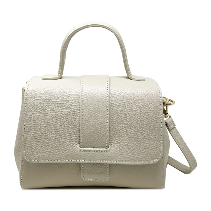 Chicca Borse - Borsa a Mano Donna in Vera Pelle - Colore Beige
