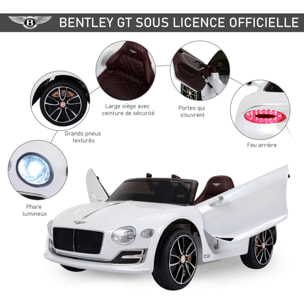 Véhicule électrique enfants 2 moteurs 108L x 60l x 43H cm télécommande effets sonores + lumineux blanc Bentley