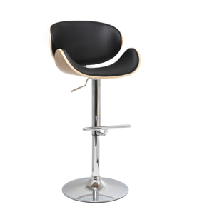 Tabouret de bar design noir et bois clair WALNUT