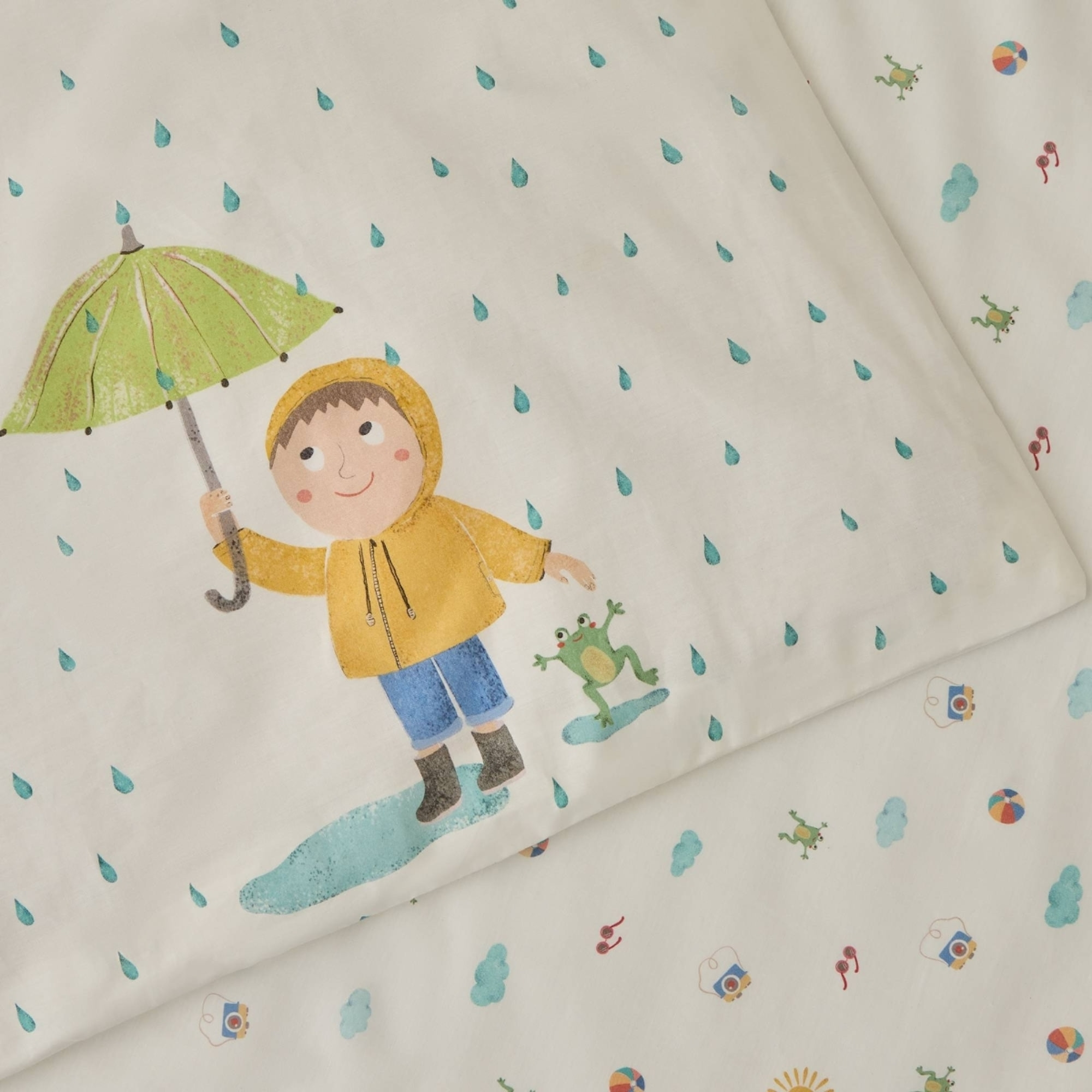Funda nórdica de algodón percal 180 hilos estampado lluvia y verano Lluvia color blanco 100% Algodón percal