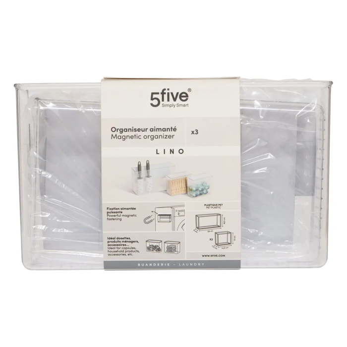 Lot de 3 Organiseurs Aimantés Lino Transparents